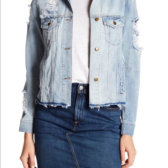 On The Road Womens Perla Distressed Denim Jacket Trucker Biker Grunge Medium - Picture 2 of 9